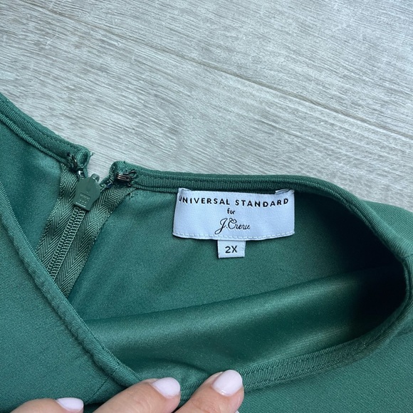 Universal Standard For JCrew Cap Sleeves Green Midi Sheath Dress Size 2X Stretch - Picture 2 of 7